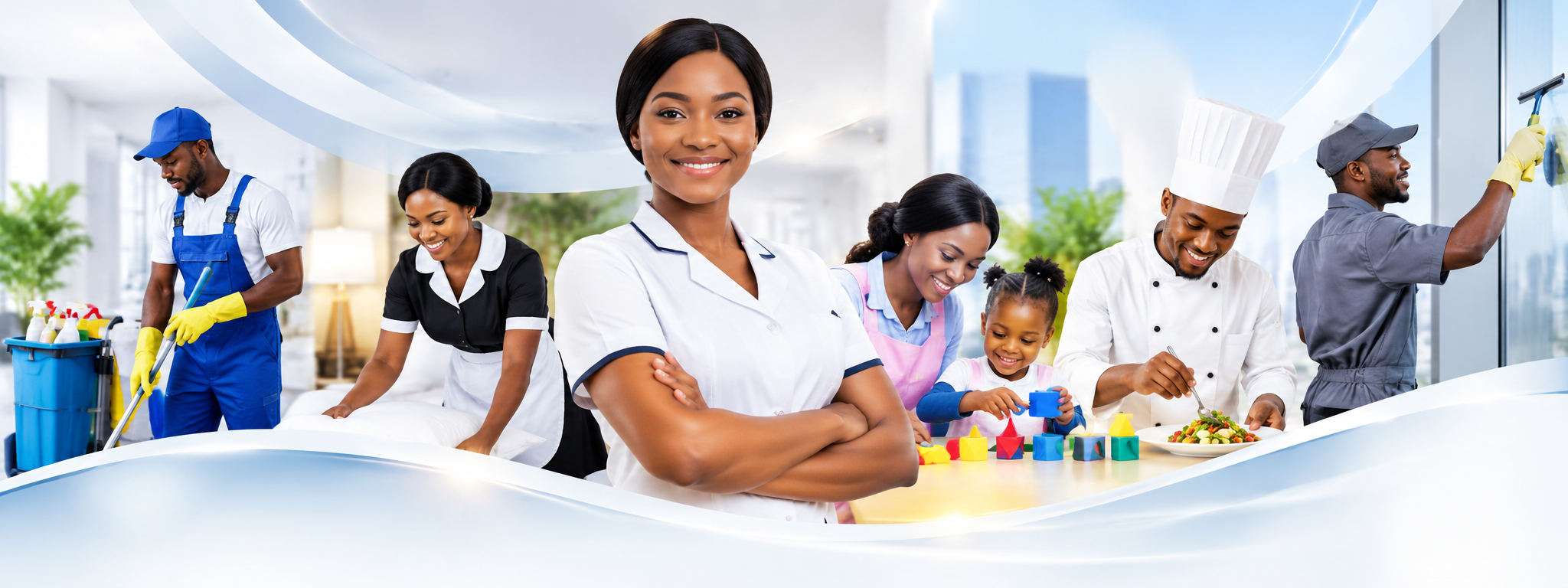 Équipe Nkouma Services réunissant différents métiers de service